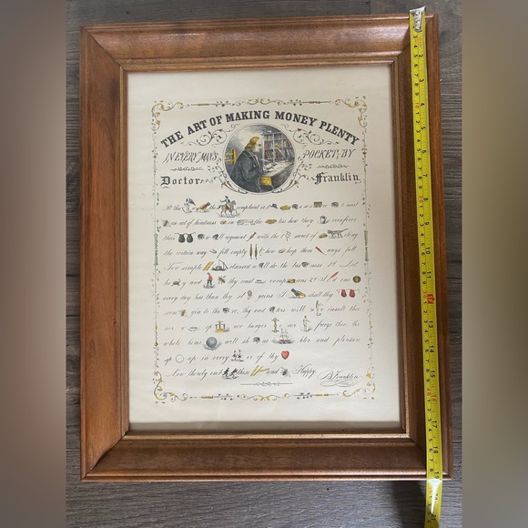 Vintage ‘The Art of Making Money Plenty’ Print Ben Franklin Americana Decor - Picture 6 of 7
